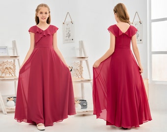 Junior Bridesmaid Dresses Dresses For Wedding Chiffon Short sleeves Flower Girl Dresses Wedding Guest Party Princess Gown