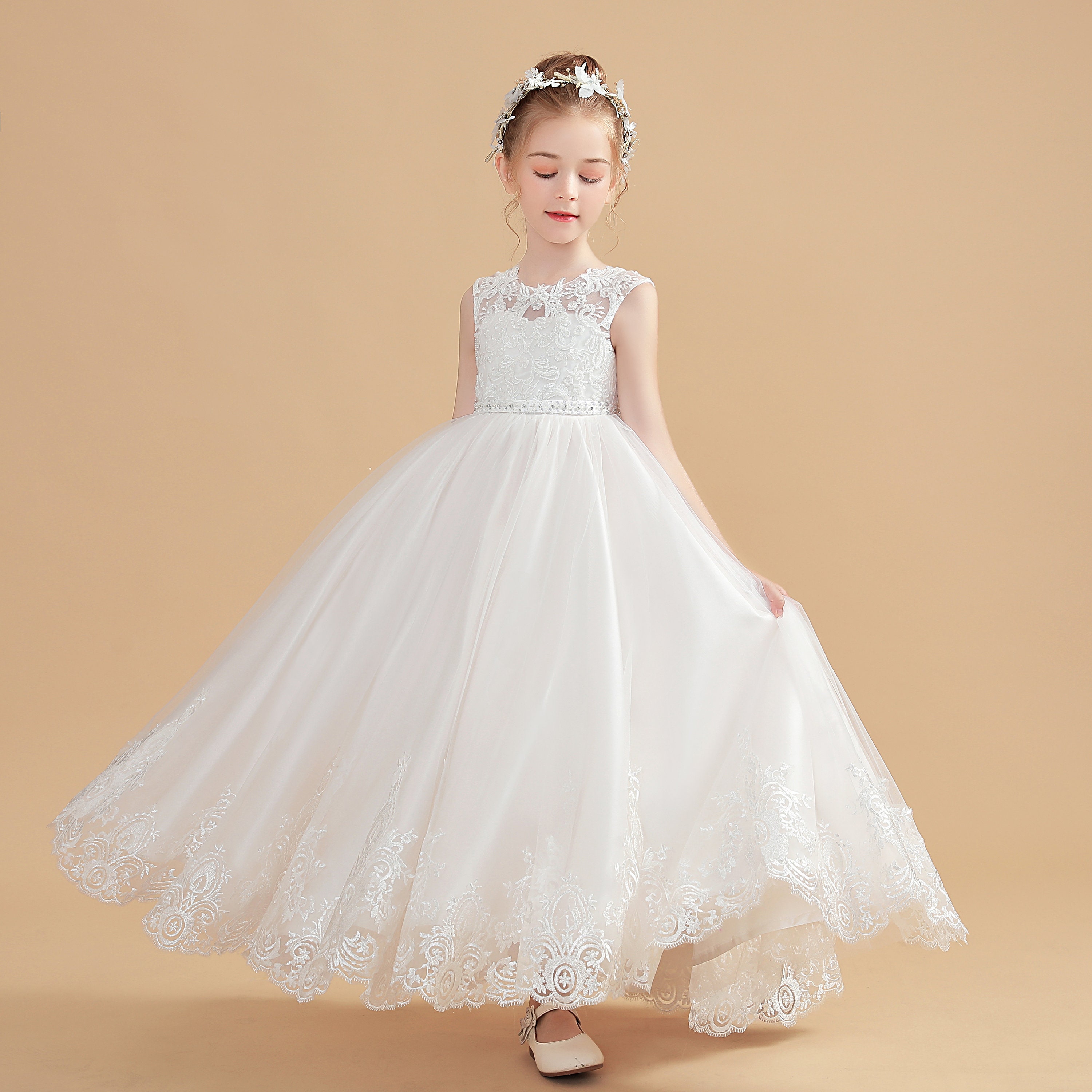 Luxury Shiny Princess Ball Gown for Girls White Pattern Flower Girl Wedding  Dress Long Tail Pink Birthday Dresses for 6 Years - China Baby Clothes and  Fashion Clothes price | Made-in-China.com