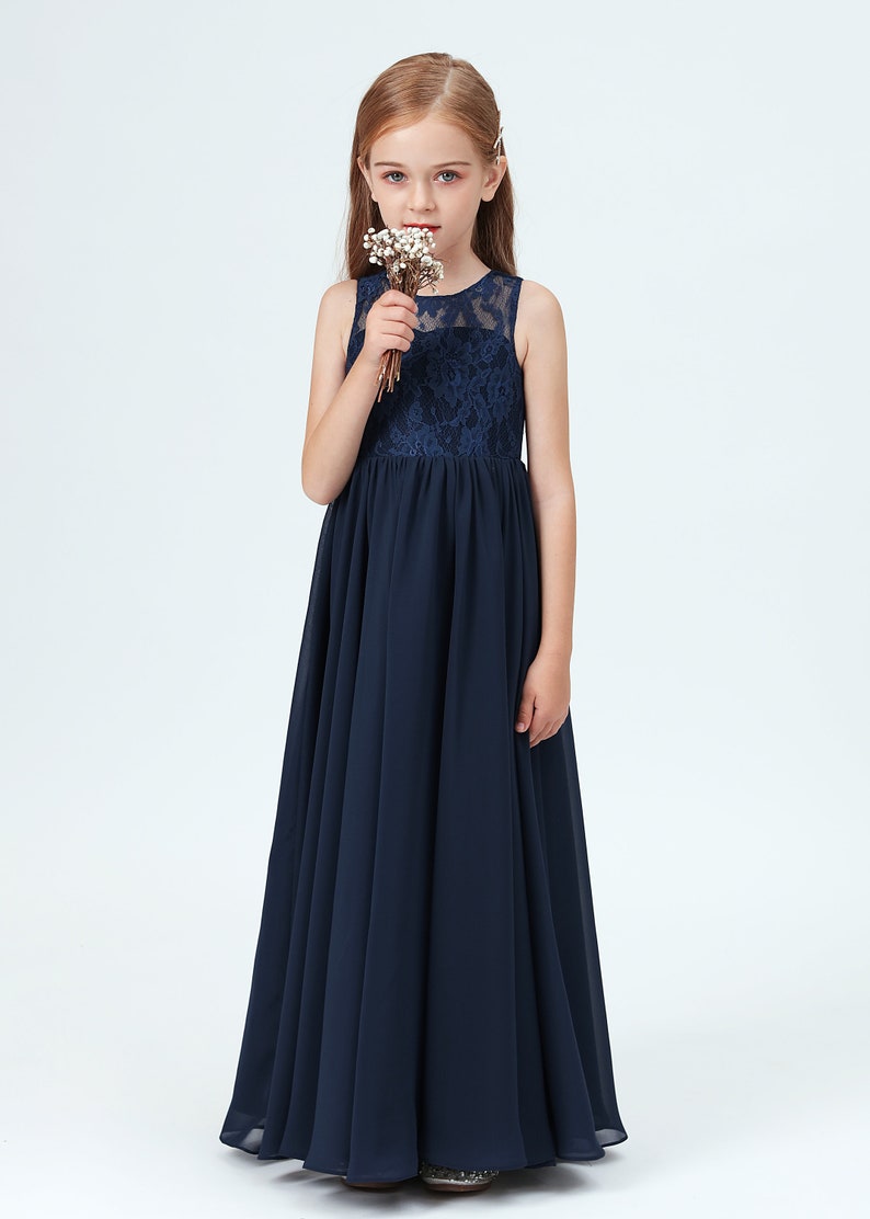 Navy Blue Lace Junior Bridesmaid Dressesgirl Wedding Party - Etsy