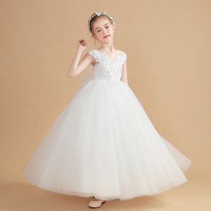 Flower Girl Dress, Bows Children's First Communion Dress ,princess Ball ...