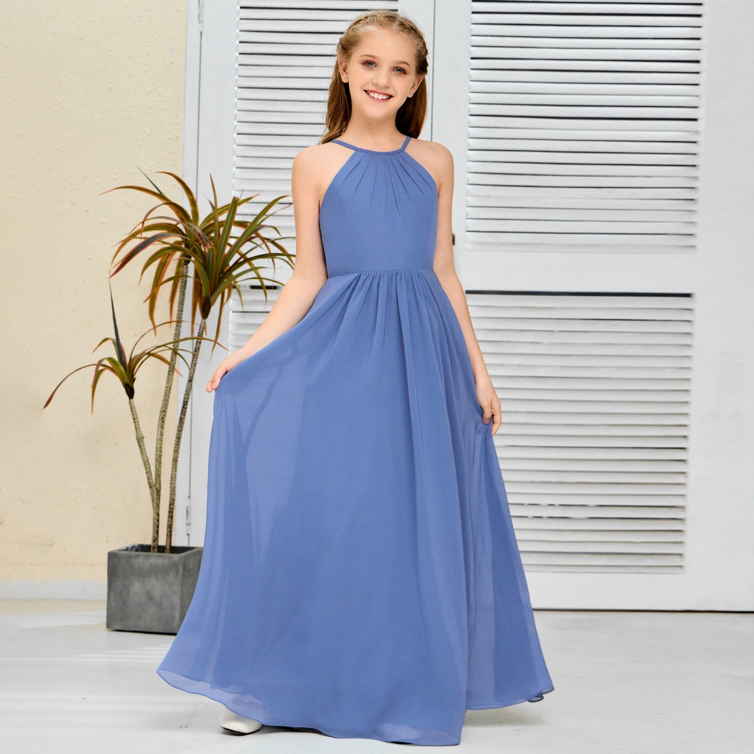 Slate Blue Junior Bridesmaid Dresses Girls Bridesmaid Dresses Etsy