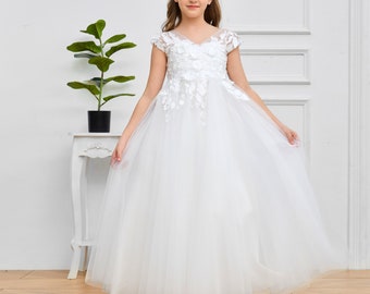 Vestido de niña de flores, vestido de primera comunión para niños, vestido de princesa de baile, vestido de fiesta de boda, vestido de niña, vestidos de niñas de flores para bodas