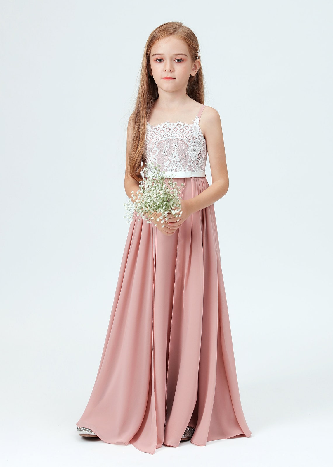 Dusty Rose Junior Bridesmaid Dressesgirl Wedding Party Dress Etsy