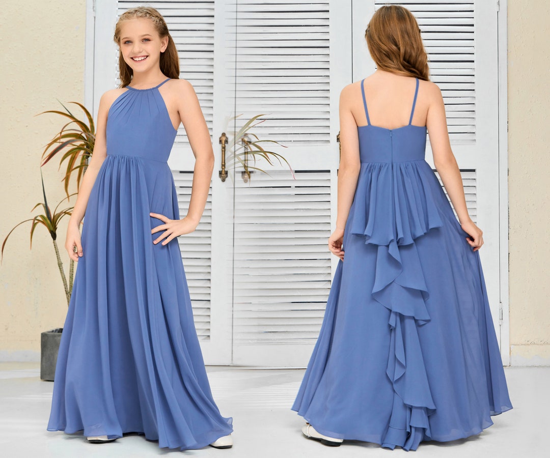 Slate Blue Junior Bridesmaid Dresses Girls Bridesmaid Dresses Etsy