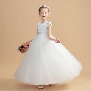 All Gown Flower Girl Dress Satin/tulle With Beading Appliques Children ...