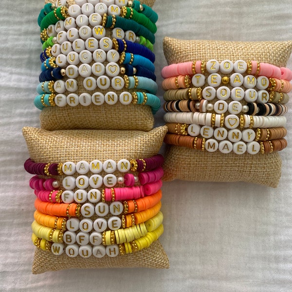 Pulsera de cuentas Heishi personalizable ? Regalo de amante, regalo de esposa | Pulsera personalizada | Idea de regalo personalizada