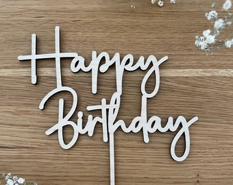 Caketopper Happy Birthday, Geburtstag, Holz, Tortenstecker, Wunschtext, Personalisiert