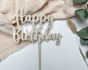 Caketopper Happy Birthday, Geburtstag, Holz, Tortenstecker, Wunschtext, Personalisiert