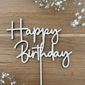 Caketopper Happy Birthday, Geburtstag, Holz, Tortenstecker, Wunschtext, Personalisiert
