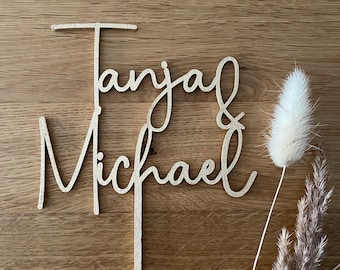 Caketopper matrimonio personalizzato, due nomi, regalo di nozze, realizzato in legno, cake topper, cake topper