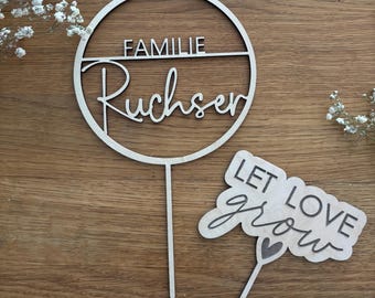 Taarttopper bruiloft gepersonaliseerd, twee namen, huwelijkscadeau, gemaakt van hout, taarttopper, taarttopper