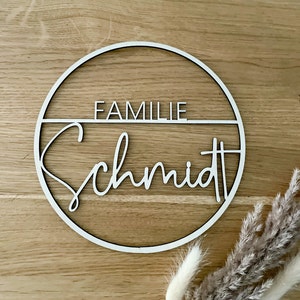 Ghirlanda per porta familiare, anello di legno, anello, personalizzato, legno, sostenibile, scritte