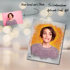 Retrato de acuarela personalizado, Obra de arte de la foto, Arte de pared personalizado, Regalo de boda, Esposo, Esposa, Regalo de compromiso, Descarga digital
