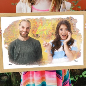 Retrato de acuarela de pareja personalizado, retrato personalizado de la foto, arte de pared personalizado, arte, regalo de boda, esposo, esposa, regalo de compromiso,