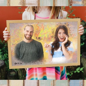 Arte personalizado de la pared del retrato de la acuarela de la pareja, retrato personalizado de la foto, arte personalizado, regalo de boda, esposo, esposa, regalo de compromiso,