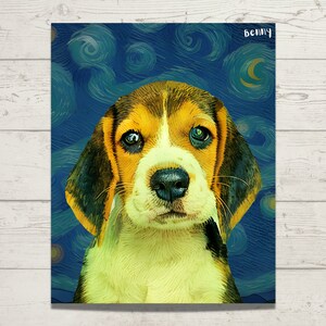 Custom Pet Portrait, Custom Pet Gift Artwork, Pet Gifts, Pet Illustration, Van Gogh Portrait Print,  Pet Lovers portraits, Custom Dog Gift,
