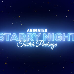 Starry Night Sky Animated Twitch Bundle | Moonlit Streamer Package with Overlays, Scenes, Transitions, Panels, Alerts, and Webcam