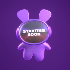 3d Stream Animated Neon Purple twitch Scenes Pack - Stream Starting, Be Right Back, Stream Ending, Offline