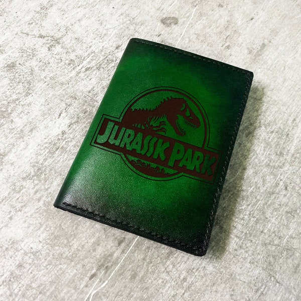 Jurassic Park leather journal cover, Jurassic World notebook cover, mini pocket journal cover, moleskines field notes custom cover