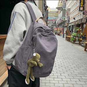 Japanese Vintage Simple Solid Color Canvas Backpack,casual Backpack ...