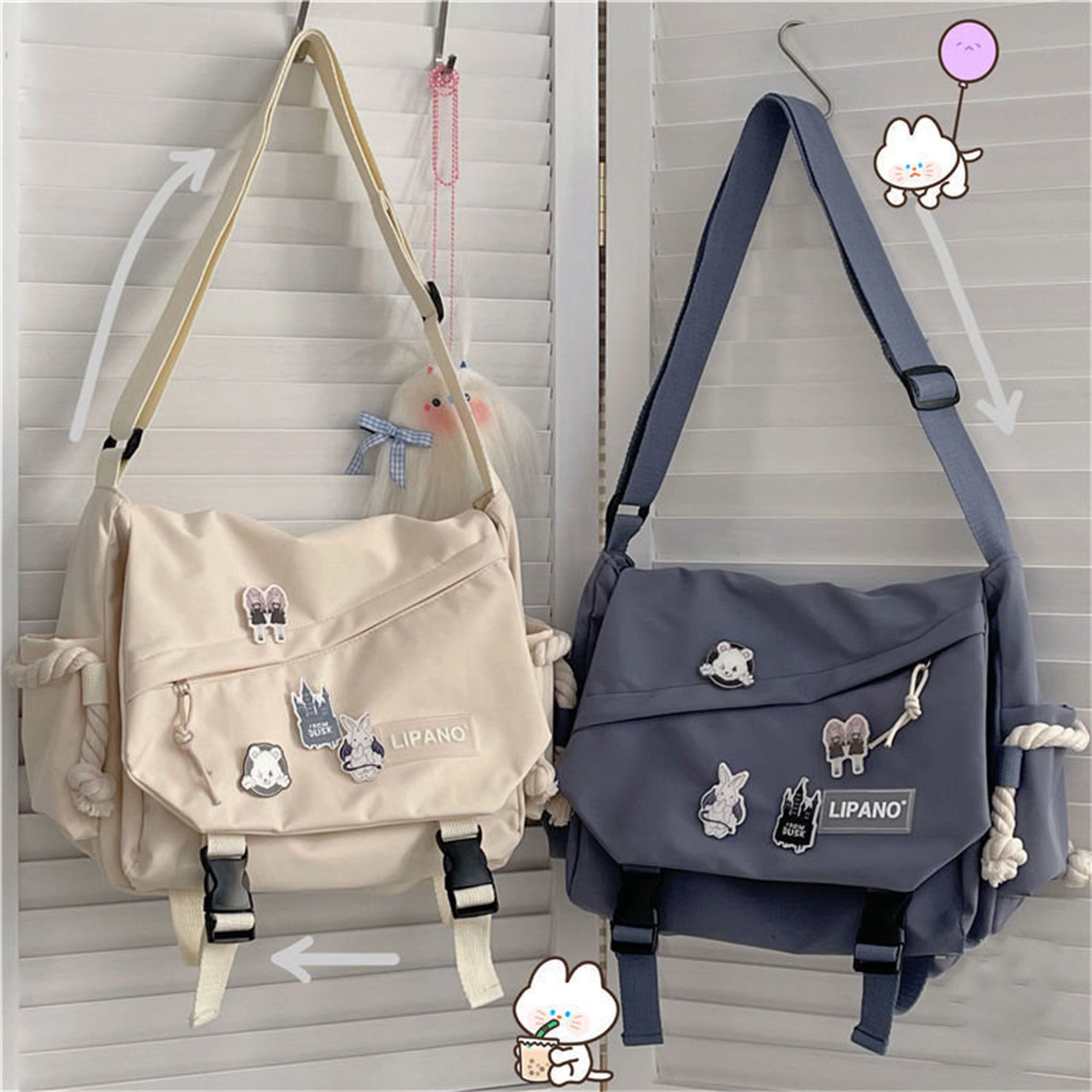 Cute Bags Kawaii Purse Wallets Aesthetic Small Corduroy Crossbody Bag with Bear Keychains Kawaii Gift for Women Teen Girls