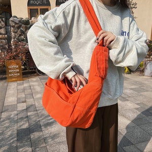 High Capacity Messenger Bag, Personalized Cotton Canvas Crossbody Bag ...