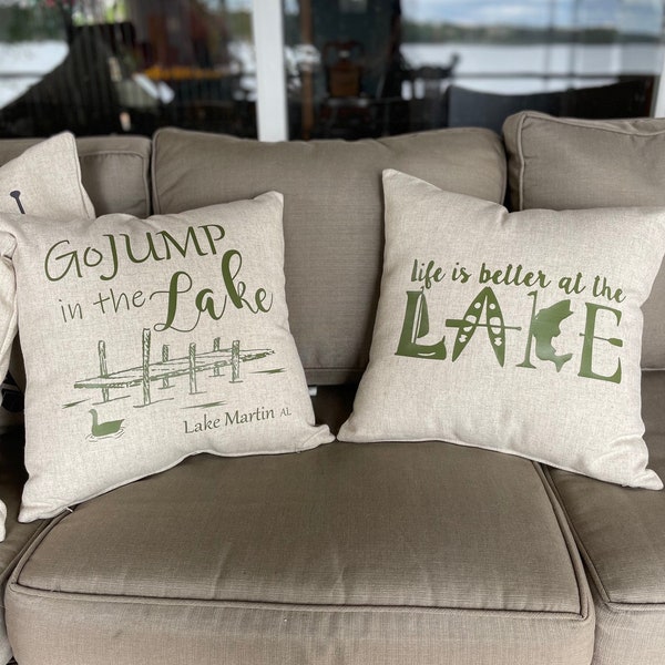 Lake Themed Throw Pillows - Customizable