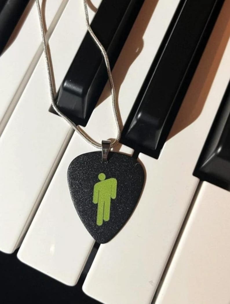 Billie Eilish | Guitar pick necklace | Blue and Green Green- Stainless