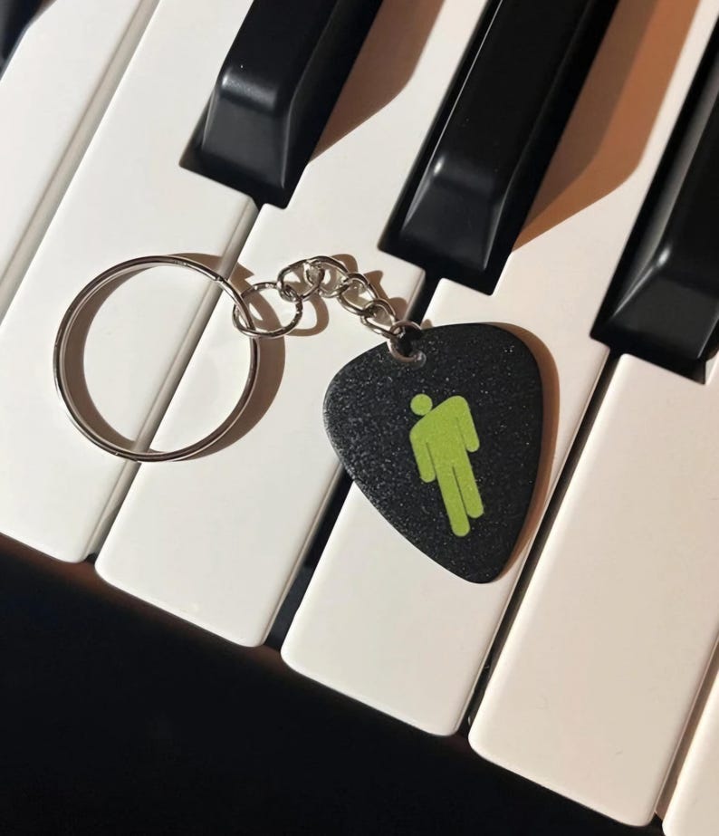Billie Eilish | Guitar pick necklace | Blue and Green Green-Keychain