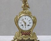 Antique French Rococo Style Brass Gilt Mantel Clock 1890s