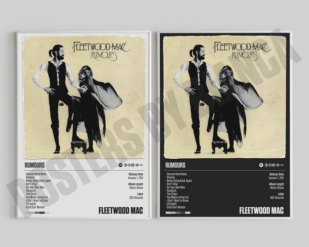 Fleetwood Mac Poster Rumours Poster Rumours Tracklist Etsy UK