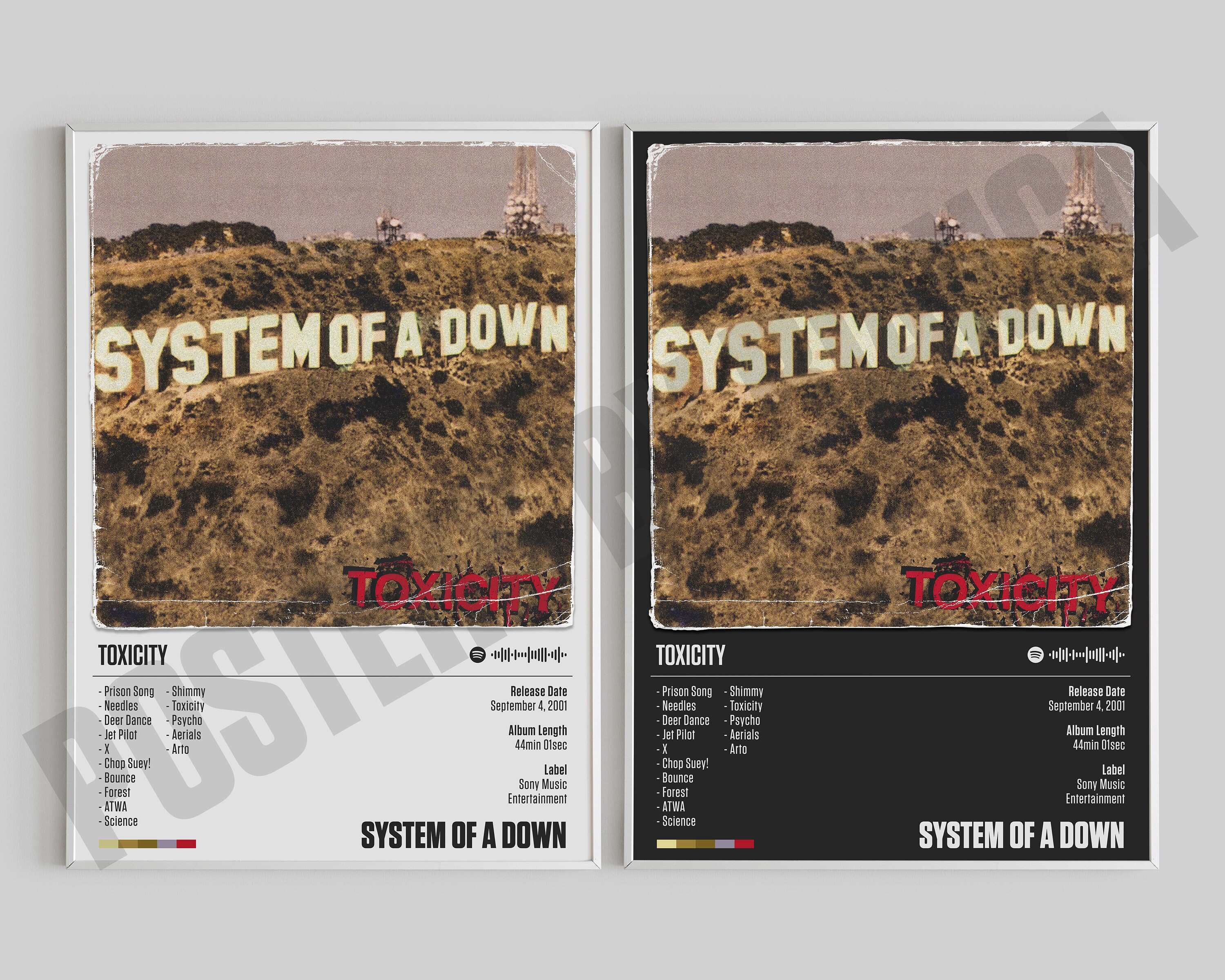 System of A Down Poster Toxicity Poster Toxicity Tracklist - Etsy