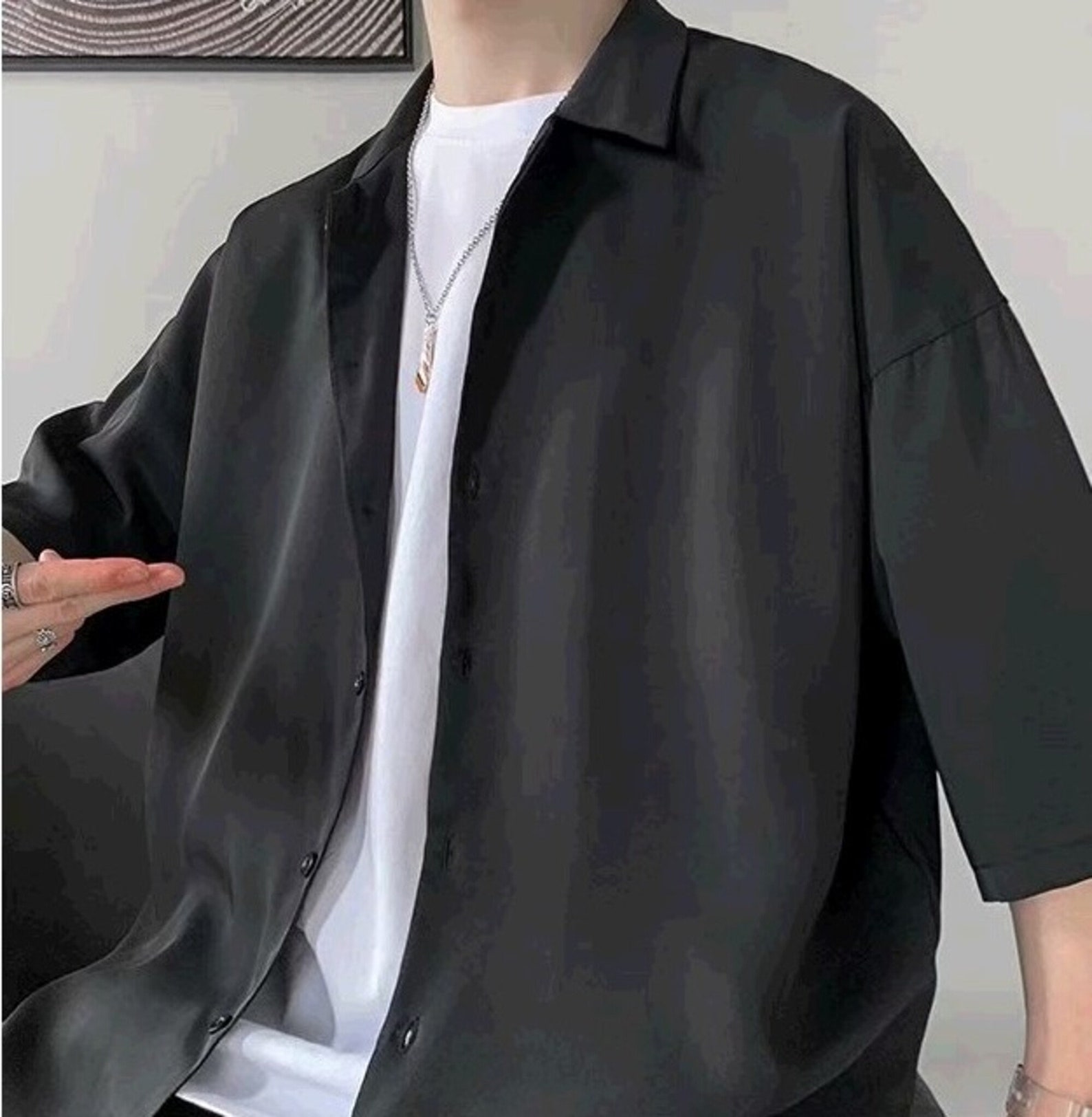 Half Sleeve Shirts Men Solid Color Loose Oversize S3XL Etsy