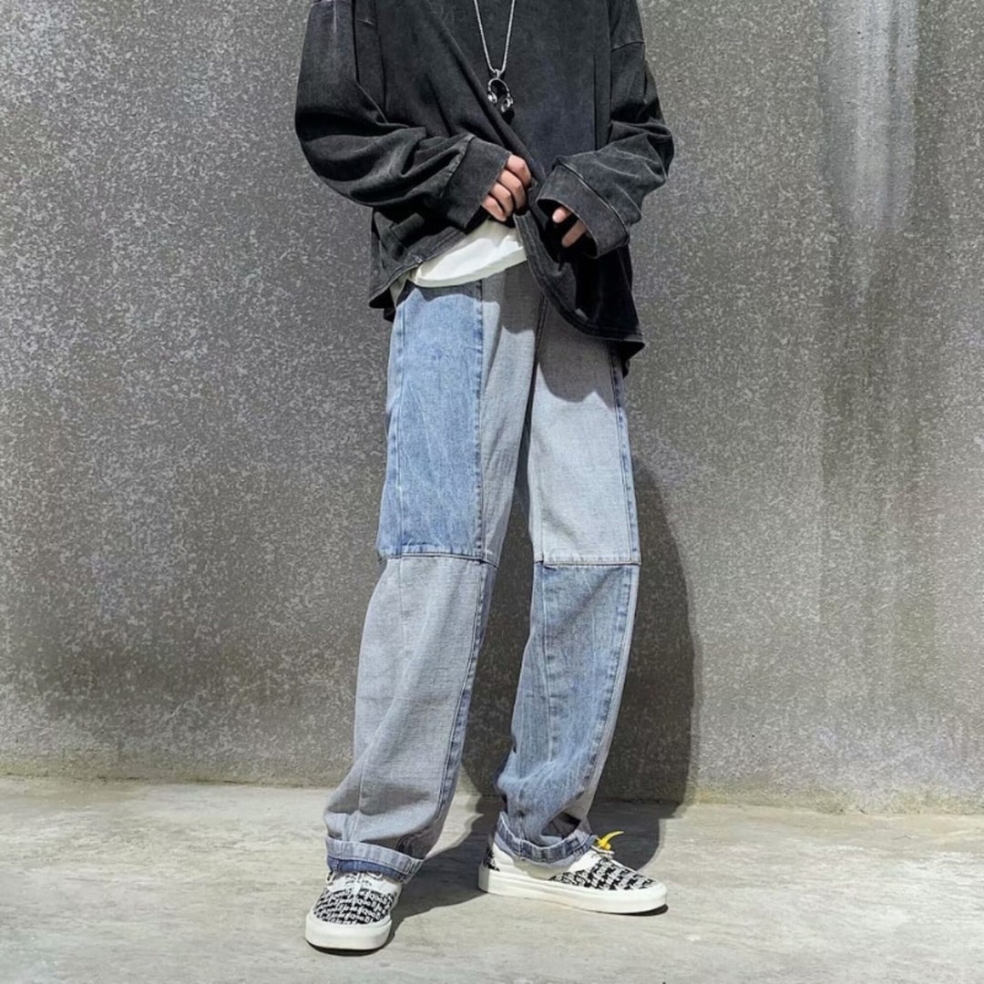 Hip Hop Men's Jeans Woman Casual Oversized Korean Style - Etsy