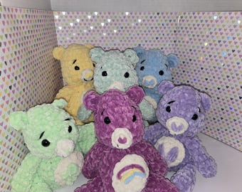 Crochet Care Bear Plush: Rainbow, Sun, Shamrock, Star, Cloud, Heart