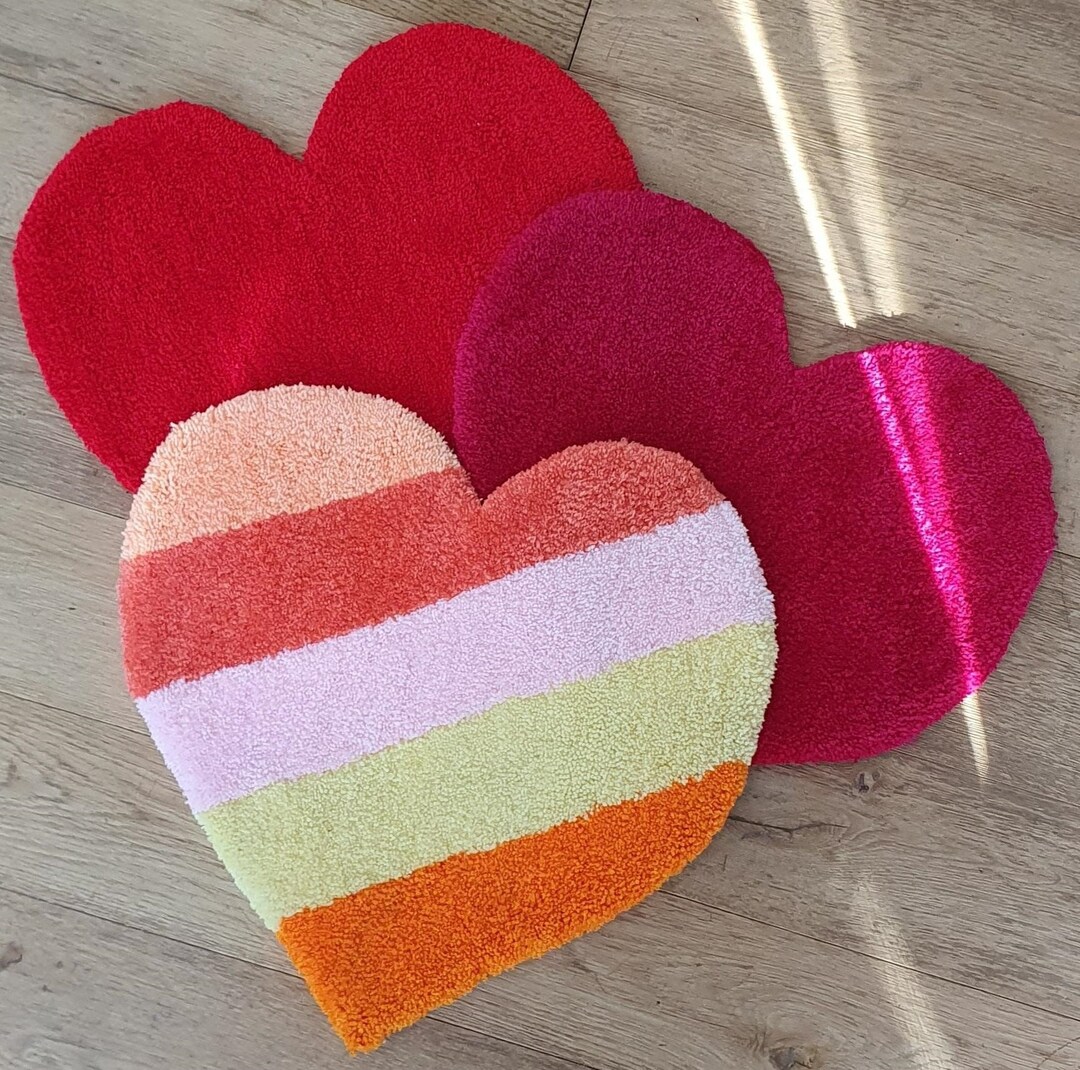 Heart Rug Cartoon Tufted Heart Rug - Etsy