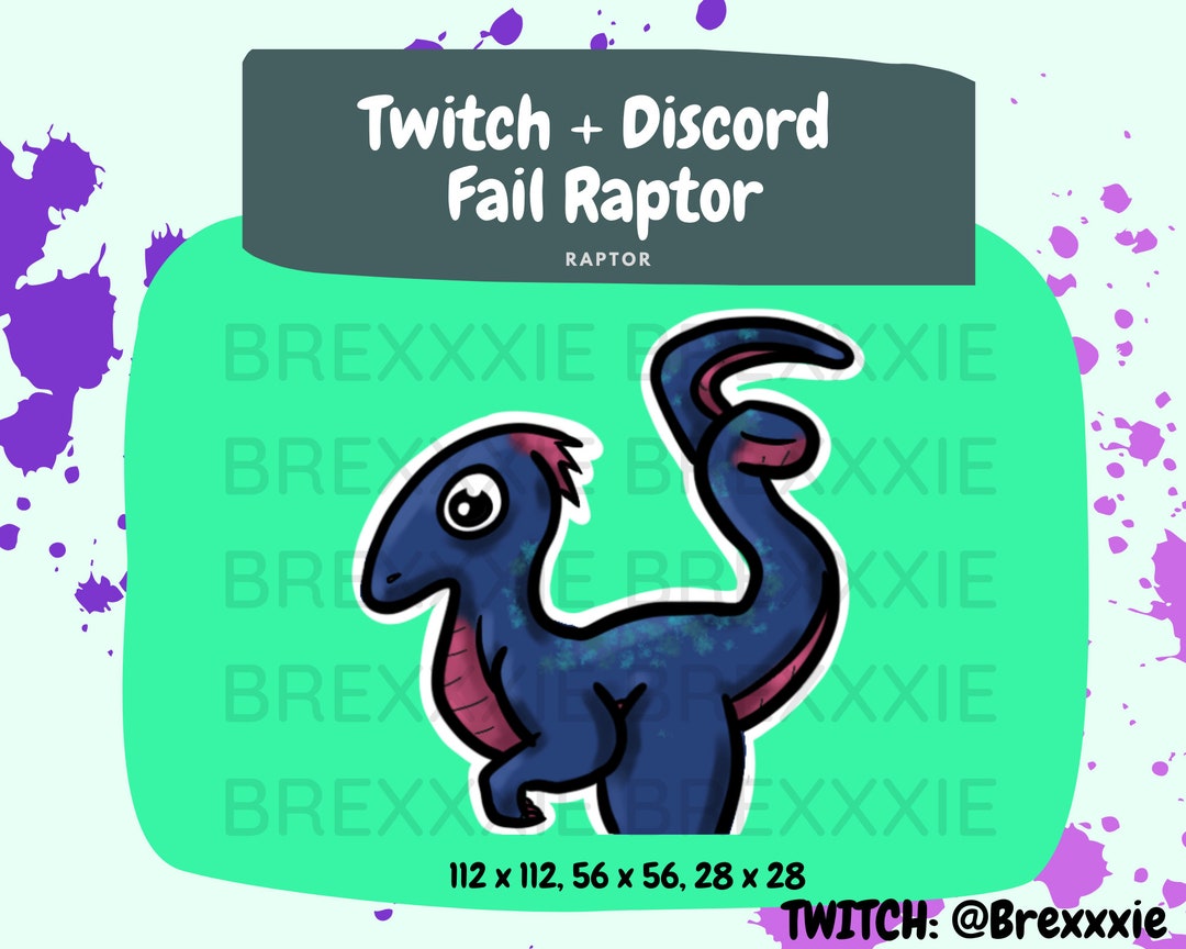 Twitch Discord Cute Blue Chibi Fail Raptor Dinosaur Emote - Etsy