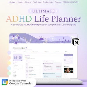 ADHD Notion Life Planner | ADHD Notion Template, ADHD Notion, Notion Dashboard, All in one Notion Template, Personal Planner for Notion