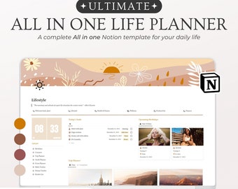 Notion Template Personal Planner | Notion Dashboard, All In One Notion Template, Notion Life Planner, Notion Organize Template