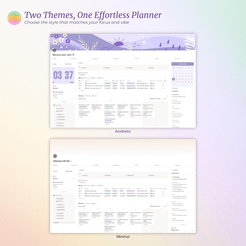 ADHD Notion Life Planner | ADHD Notion Template, ADHD Notion, Notion Dashboard, All in one Notion Template, Personal Planner for Notion afbeelding 6