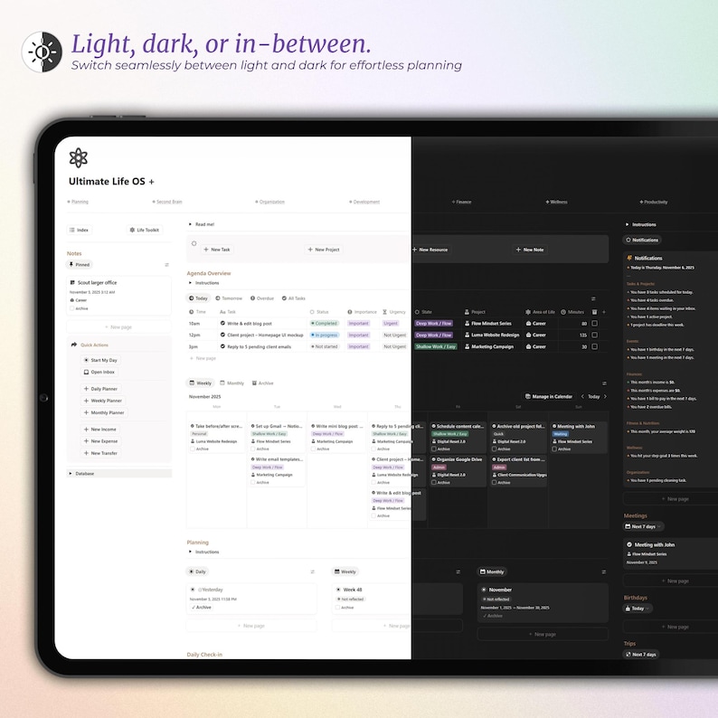 ADHD Notion Life Planner | ADHD Notion Template, ADHD Notion, Notion Dashboard, All in one Notion Template, Personal Planner for Notion afbeelding 14