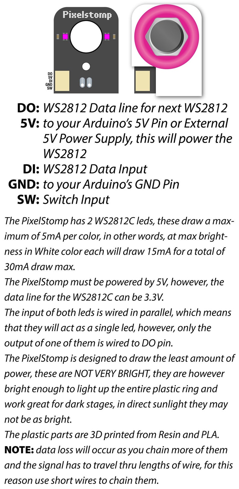 PixelStomp, Footswitch/NeoPixel Combo for Arduino/Teensy/ESP32 image 7