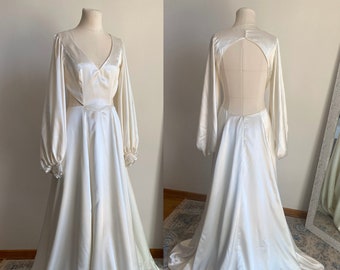 Summer wedding dress, Silk wedding dress, Casual wedding dress, Flowy wedding dress, Satin wedding dress, Boho wedding dress