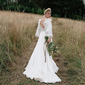 Satin wedding dress, Modest wedding dress, Corset wedding dress, Silk wedding dress, Summer wedding dress, Romantic wedding dress