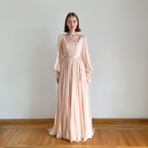 Pink wedding dress, Blush wedding dress, Chiffon wedding dress Bohemian wedding dress, Romantic wedding dress, Flowy wedding dress image 3