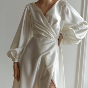 Flowy wedding dress, Sexy wedding dress, Elopement dress, Long sleeve wedding dress, Simple wedding dress, Summer wedding dress