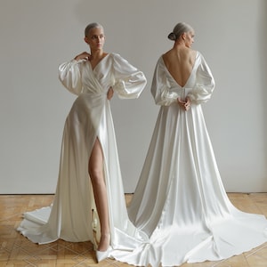 Robe de mariée ivoire, robe de mariée Aline, robe de mariée élégante, robe de mariée en soie, robe de mariée sexy, robe de mariée minimaliste image 1