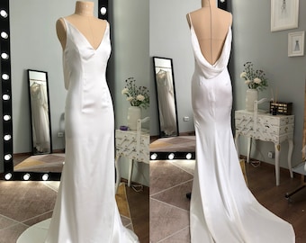 Silk wedding dress, Satin wedding dress, Sexy wedding dress, Fitted wedding dress, Mermaid wedding dress, Sheath wedding dress