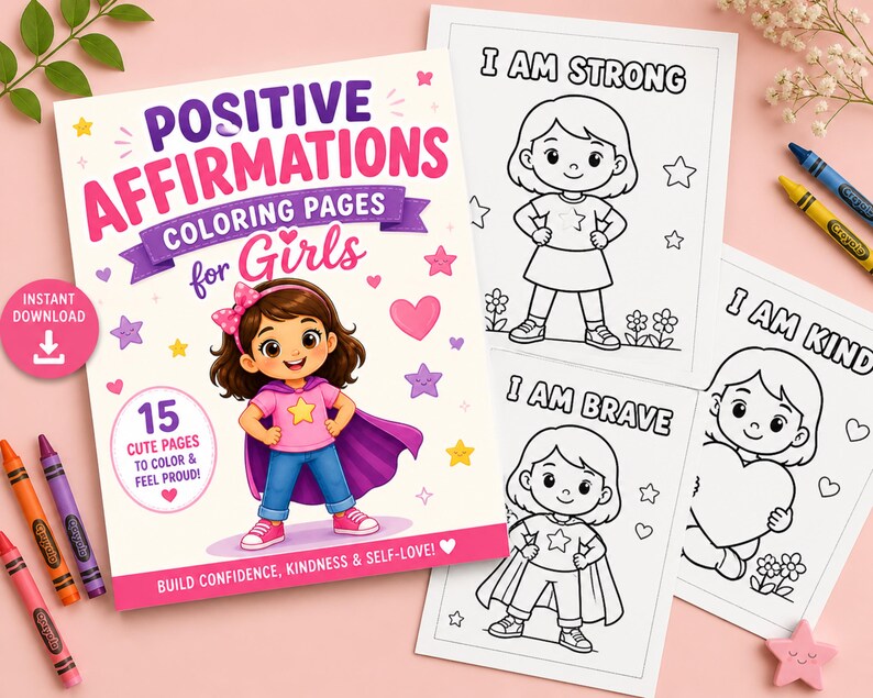 Positive Affirmations Coloring Book for Girls, Confidence & Self Love ...
