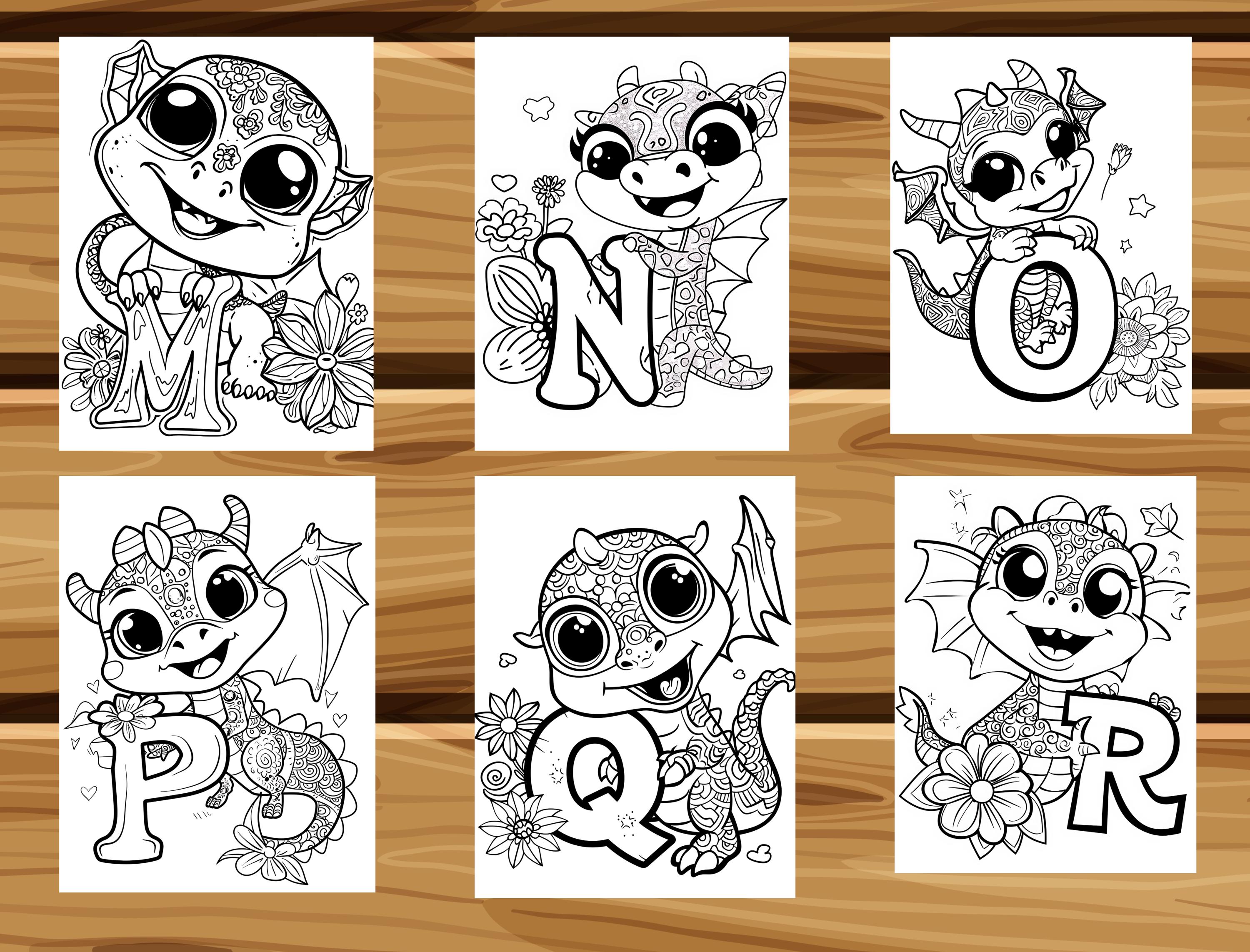 Dinosaur Alphabet Coloring Book for Kids, ABC & Numbers Printable PDF ...